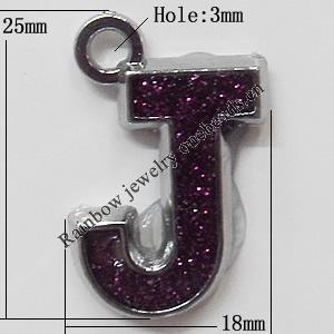CCB plastic Pendant with enamel, Letters 25x18mm Hole:3mm, Sold by Bag