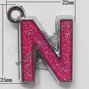 CCB plastic Pendant with enamel, Letters 25x22mm Hole:3mm, Sold by Bag