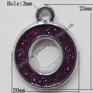CCB plastic Pendant with enamel, Letters 25x20mm Hole:3mm, Sold by Bag