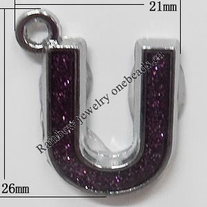 CCB plastic Pendant with enamel, Letters 26x21mm Hole:3mm, Sold by Bag