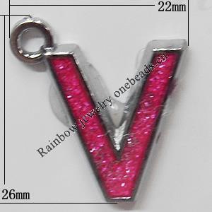 CCB plastic Pendant with enamel, Letters 26x22mm Hole:3mm, Sold by Bag