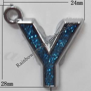 CCB plastic Pendant with enamel, Letters 28x24mm Hole:3mm, Sold by Bag