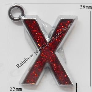 CCB plastic Pendant with enamel, Letters 28x23mm Hole:3mm, Sold by Bag