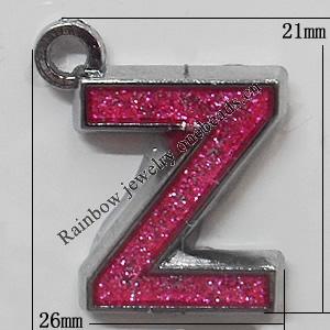 CCB plastic Pendant with enamel, Letters 26x21mm Hole:3mm, Sold by Bag