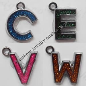 CCB plastic Pendant with enamel, Mix style Mix color, Letters 25x19mm-26x24mm, Sold by Bag