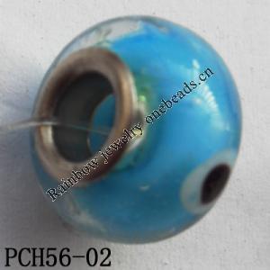 European style Lampwork Beads, 10x15mm, Hole=5mm, Sold by Bag