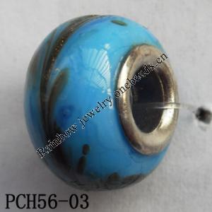 European style Lampwork Beads, 10x15mm, Hole=5mm, Sold by Bag