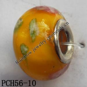 European style Lampwork Beads, 10x15mm, Hole=5mm, Sold by Bag