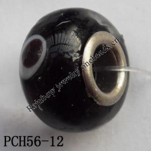 European style Lampwork Beads, 10x15mm, Hole=5mm, Sold by Bag