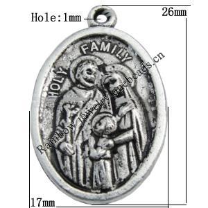 Pendant Zinc Alloy Jewelry Findings Lead-free, 26x17mm Hole:1mm Sold by Bag