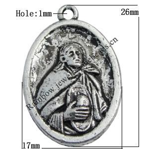 Pendant Zinc Alloy Jewelry Findings Lead-free, 17x26mm Hole:1mm Sold by Bag