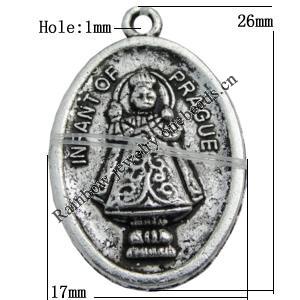 Pendant Zinc Alloy Jewelry Findings Lead-free, 17x26mm Hole:1mm Sold by Bag