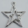 Pendant Zinc Alloy Jewelry Findings Lead-free, Star 20x24mm Hole:2mm Sold by Bag