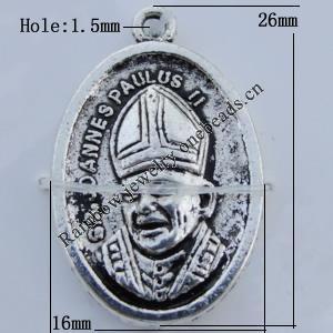 Pendant Zinc Alloy Jewelry Findings Lead-free, 26x16mm Hole:1.5mm Sold by Bag