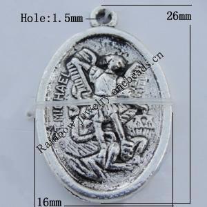 Pendant Zinc Alloy Jewelry Findings Lead-free, 26x16mm Hole:1.5mm Sold by Bag