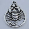 Pendant Zinc Alloy Jewelry Findings Lead-free, 26x19.5mm Hole:2mm Sold by Bag