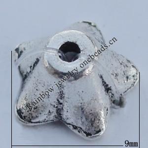 Bead Caps Zinc Alloy Jewelry Findings Lead-free, 9x6mm Hole:1mm Sold by Bag
