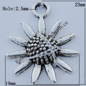 Pendant Zinc Alloy Jewelry Findings Lead-free, 23x19mm Hole:2.5mm Sold by Bag