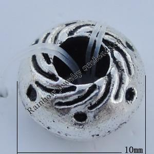 European Style Beads Zinc Alloy Jewelry Findings Lead-free, 10x6mm, Hole:4mm Sold by Bag