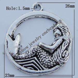 Pendant Zinc Alloy Jewelry Findings Lead-free, 26x23mm Hole:1.5mm Sold by Bag