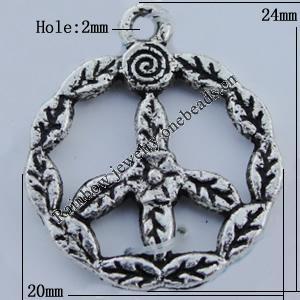 Pendant Zinc Alloy Jewelry Findings Lead-free, 24x20mm Hole:2mm Sold by Bag