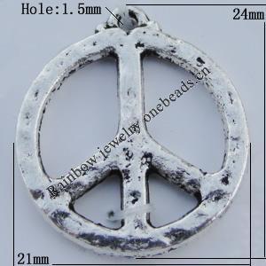 Pendant Zinc Alloy Jewelry Findings Lead-free, 24x21mm Hole:1.5mm Sold by Bag