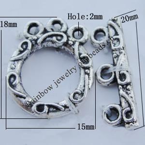 Clasp Zinc Alloy Jewelry Findings Lead-free, 18x15mm Hole:2mm Sold by KG