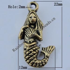 Pendant Zinc Alloy Jewelry Findings Lead-free, 22x12mm Hole:2mm Sold by Bag