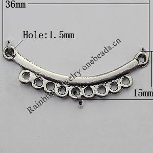 Connector Zinc Alloy Jewelry Findings Lead-free, 36x15mm Hole:1.5mm, Sold by Bag