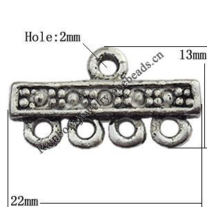 Connector Zinc Alloy Jewelry Findings Lead-free, 22x13mm Hole:2mm, Sold by Bag