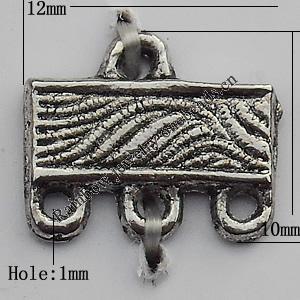 Connector Zinc Alloy Jewelry Findings Lead-free, 12x10mm Hole:1mm, Sold by Bag