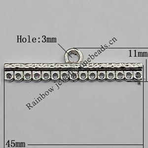 Connector Zinc Alloy Jewelry Findings Lead-free, 45x11mm Hole:Big:3mm Small:1mm, Sold by Bag