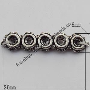 Connector Zinc Alloy Jewelry Findings Lead-free, 26x6mm Hole:1mm, Sold by Bag