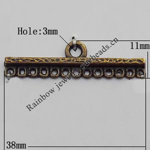 Connector Zinc Alloy Jewelry Findings Lead-free, 38x11mm Hole:Big:3mm Small:1mm, Sold by Bag