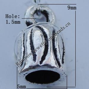 Zinc Alloy Cord End Caps Lead-free, 9x5mm Hole:1.5mm Sold by Bag