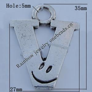 Pendant Zinc Alloy Jewelry Findings Lead-free, 35x27mm Hole:5mm Sold by Bag