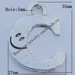Pendant Zinc Alloy Jewelry Findings Lead-free, 35x25mm Hole:5mm Sold by Bag