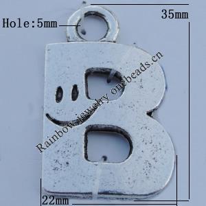 Pendant Zinc Alloy Jewelry Findings Lead-free, 35x22mm Hole:5mm Sold by Bag