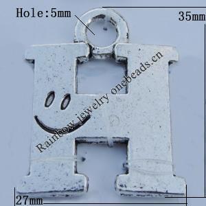 Pendant Zinc Alloy Jewelry Findings Lead-free, 35x27mm Hole:5mm Sold by Bag