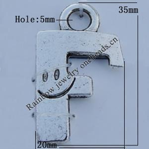 Pendant Zinc Alloy Jewelry Findings Lead-free, 35x20mm Hole:5mm Sold by Bag