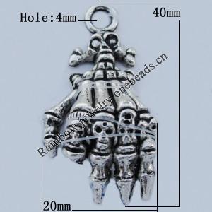 Pendant Zinc Alloy Jewelry Findings Lead-free, 40x20mm Hole:4mm Sold by Bag