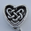 Bead Zinc Alloy Jewelry Findings Lead-free, Heart 6x6mm Hole:1mm Sold by Bag