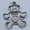 Pendant Zinc Alloy Jewelry Findings Lead-free, Bear 18x15mm Hole:1.2mm Sold by Bag