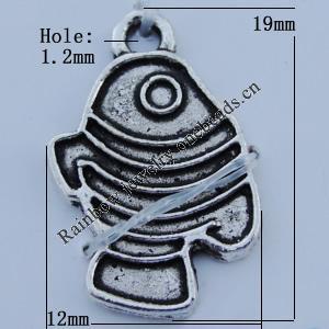 Pendant Zinc Alloy Jewelry Findings Lead-free, Fish 12x19mm Hole:1.2mm Sold by Bag