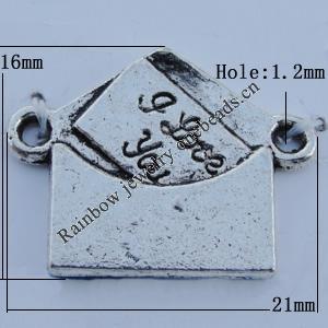 Connector Zinc Alloy Jewelry Findings Lead-free, 21x16mm Hole:1.2mm Sold by Bag