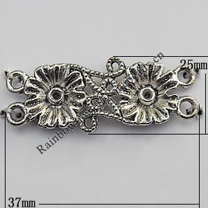 Connector Zinc Alloy Jewelry Findings Lead-free, 37x25mm Hole:2mm, Sold by Bag