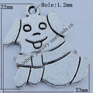 Pendant Zinc Alloy Jewelry Findings Lead-free, Dog 22x23mm Hole:1.2mm Sold by Bag