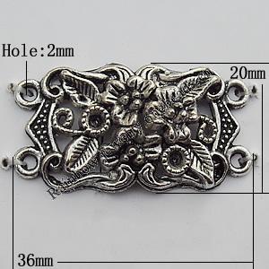 Connector Zinc Alloy Jewelry Findings Lead-free, 20x36mm Hole:2mm, Sold by Bag