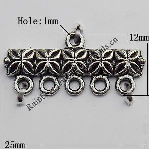 Connector Zinc Alloy Jewelry Findings Lead-free, 12x25mm Hole:1mm, Sold by Bag