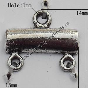 Connector Zinc Alloy Jewelry Findings Lead-free, 15x14mm Hole:1mm, Sold by Bag